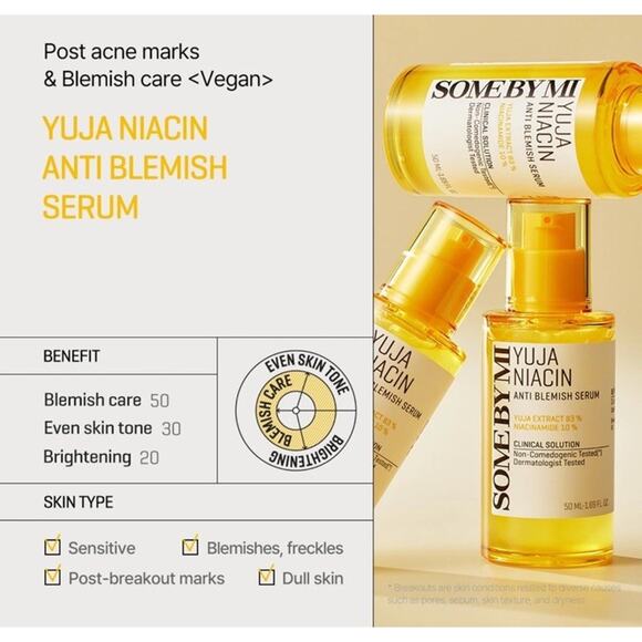 Somebymi Yuja Niacin Anti Blemish Serum 50ml 10% Niacinamide and Vitamin C - Picture 3 of 3